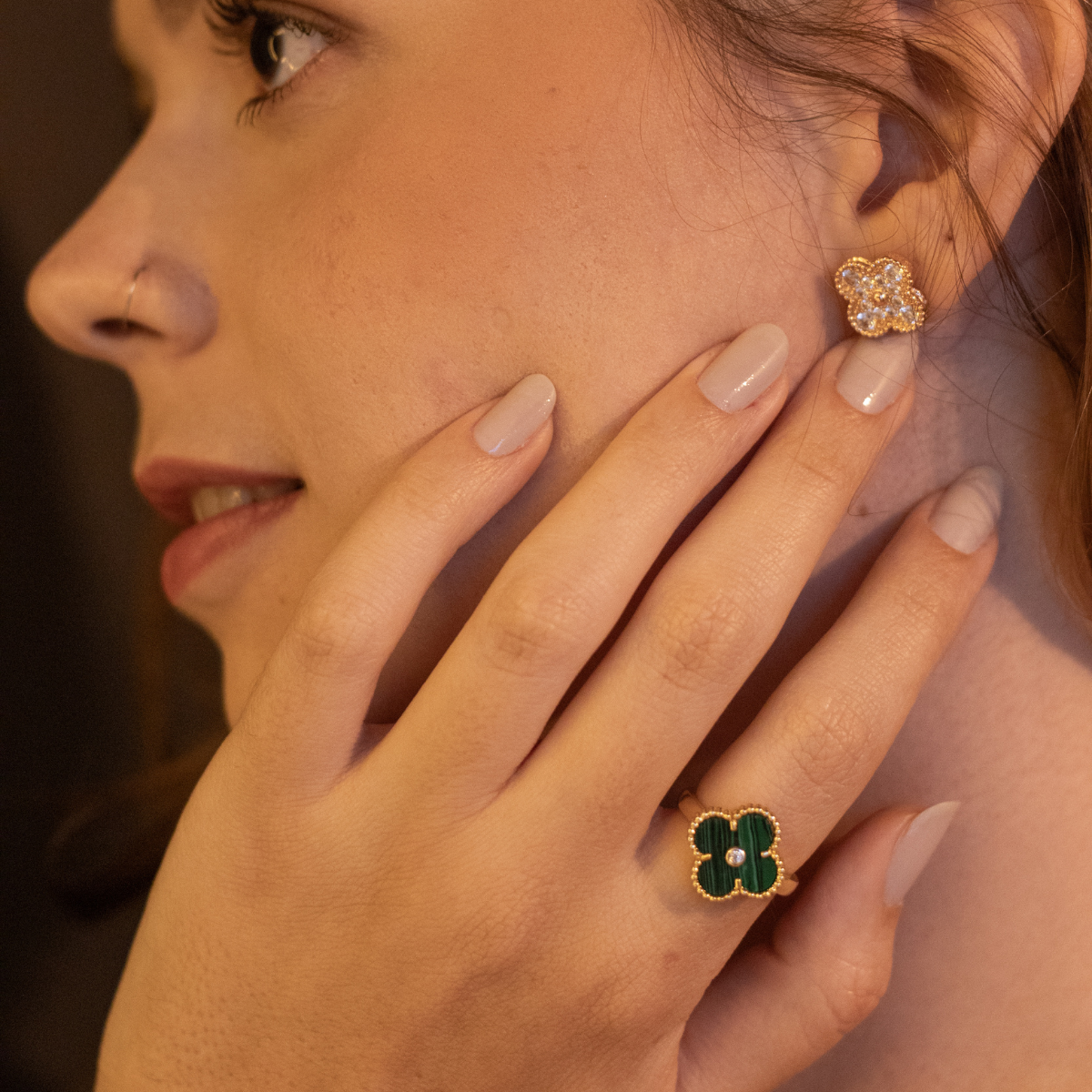 Anel Vintage Alhambra Verde - Ouro 18K