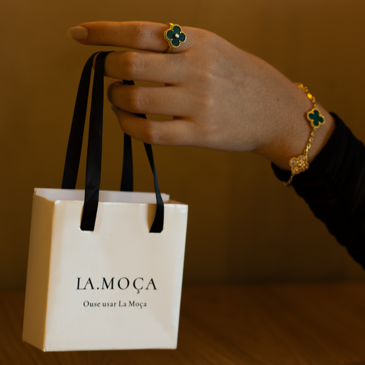 Anel Vintage Alhambra Verde - Ouro 18K