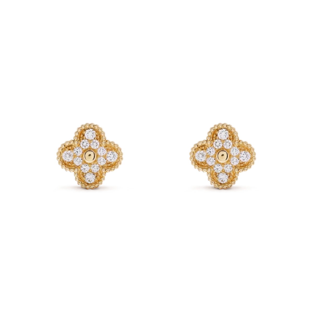 Brinco Pingente Vintage Trevo Snowflake - Ouro 18K