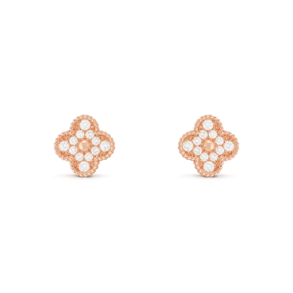 Brinco Pingente Vintage Trevo Snowflake - Ouro Rose