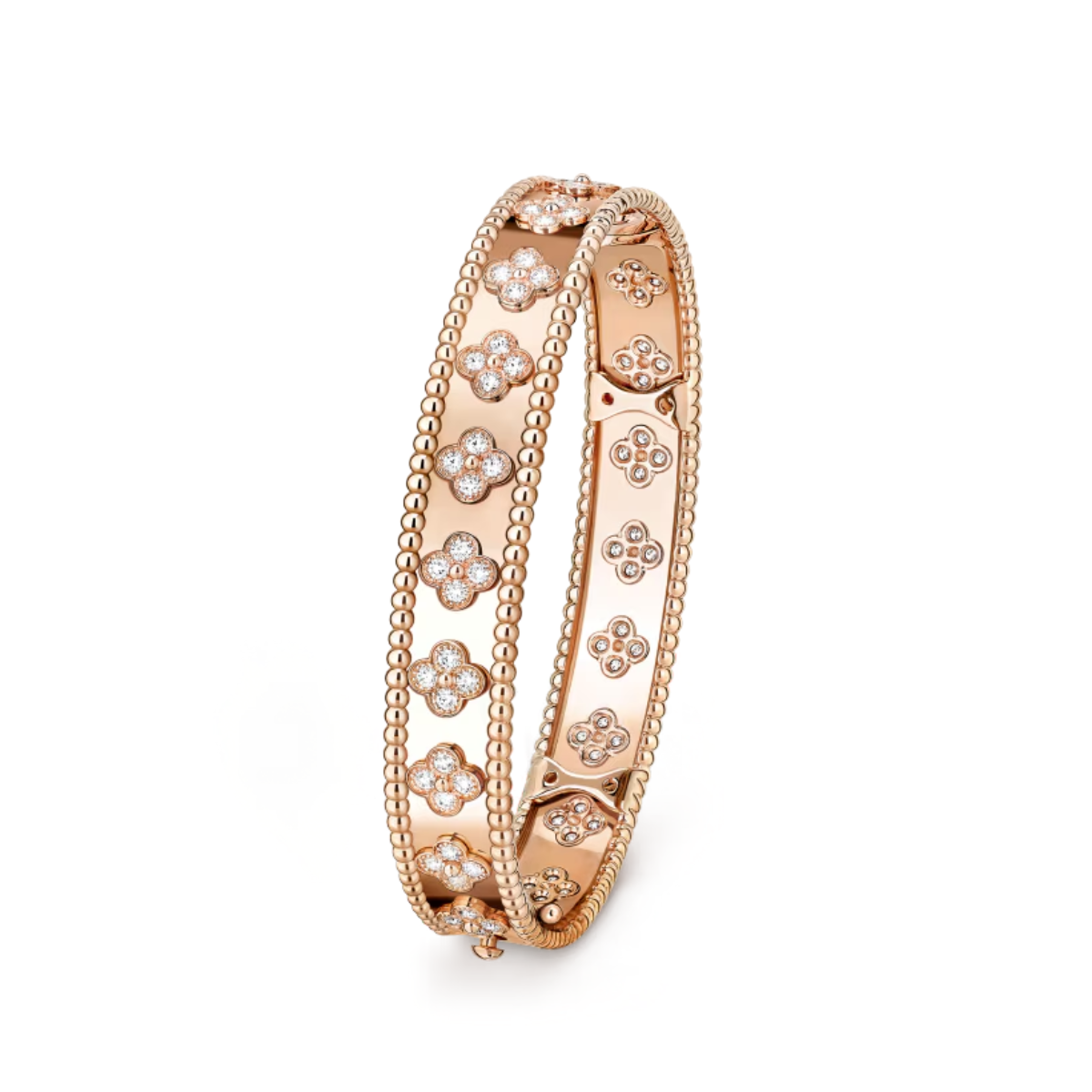 Bracelete Alhambra Trevos Perlee Clovers - Ouro Rose