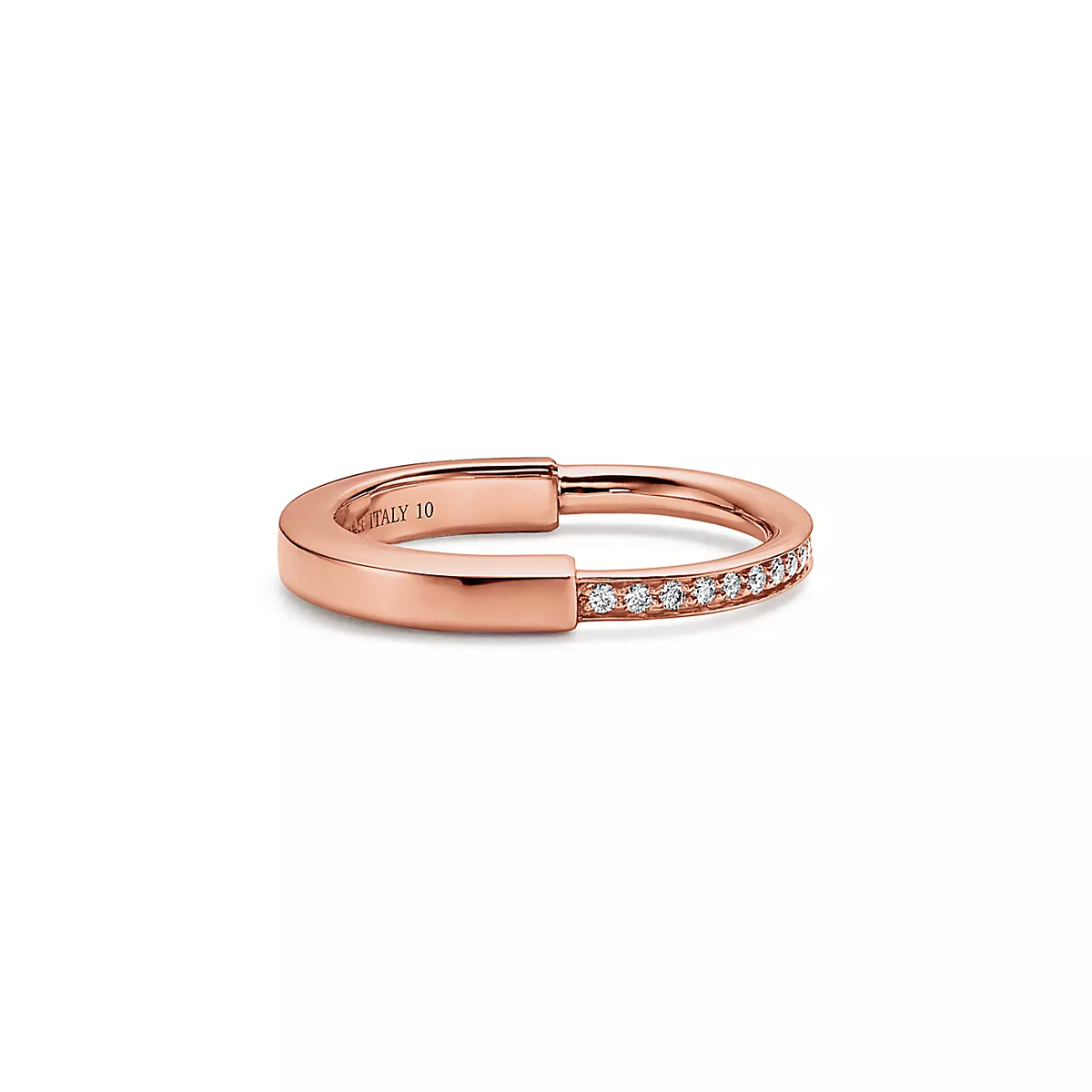 Anel Lock Cadeado Brilhante - Ouro Rose