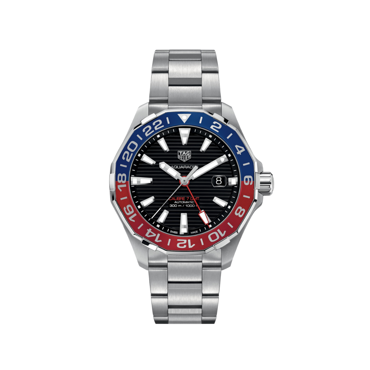Relógio T.H Aquaracer Azul e Vermelho Calibre 7 GMT "Pepsi"