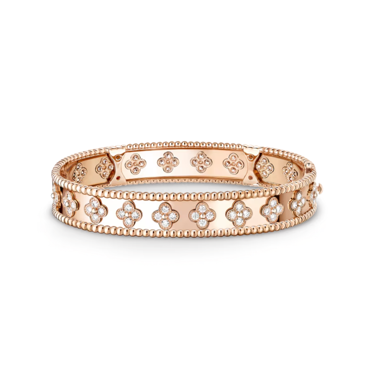 Bracelete Alhambra Trevos Perlee Clovers - Ouro Rose