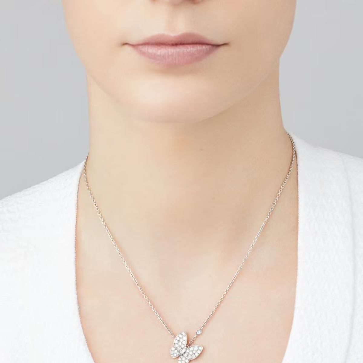 Colar Two Butterfly Pavé Brilhante - Prata 925