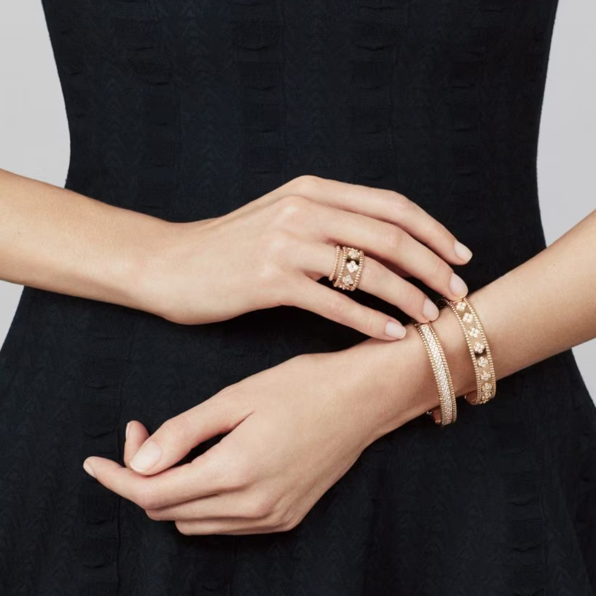 Bracelete Alhambra Trevos Perlee Clovers - Ouro Rose