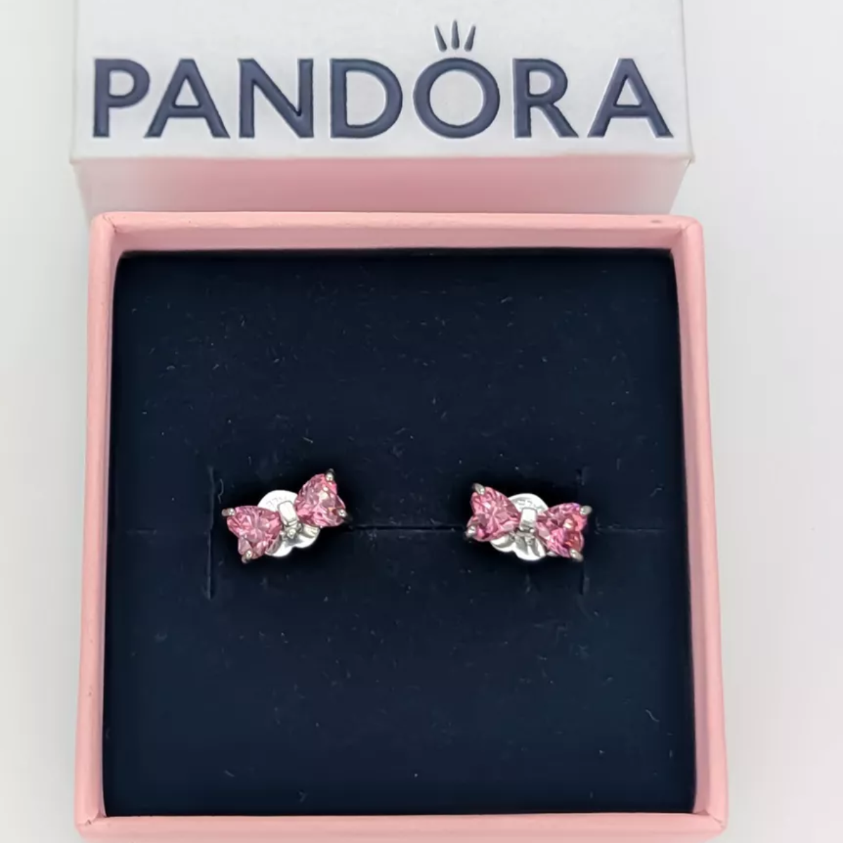 Brinco Laço Rosa - Prata 925