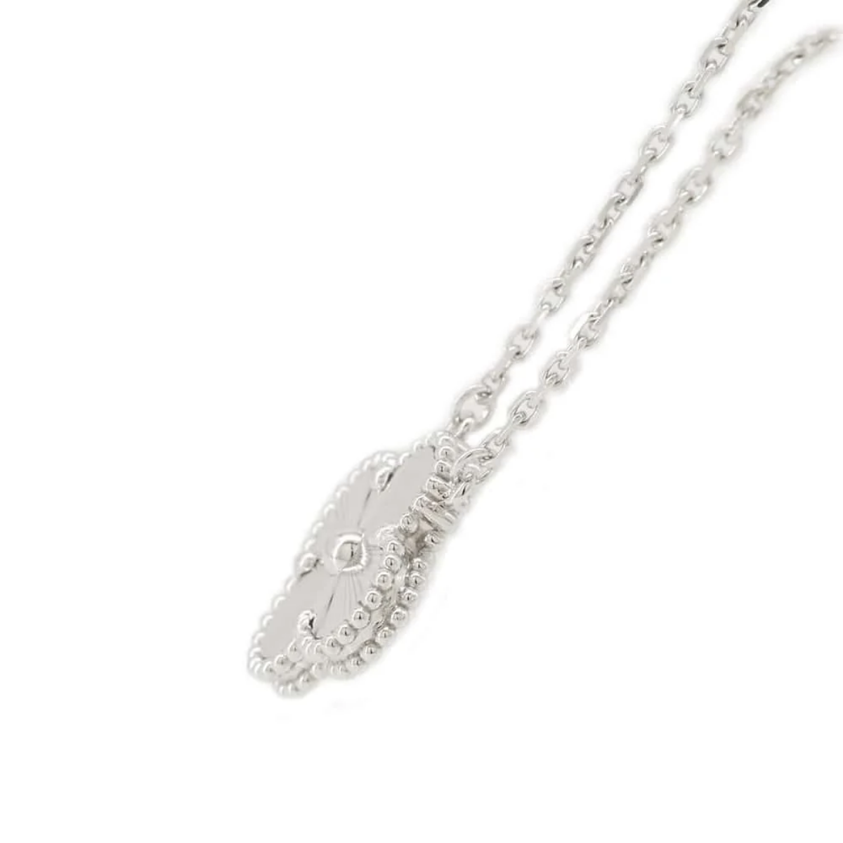 Colar Vintage Alhambra Pingente Único Trevo Brilhante - Prata de Lei