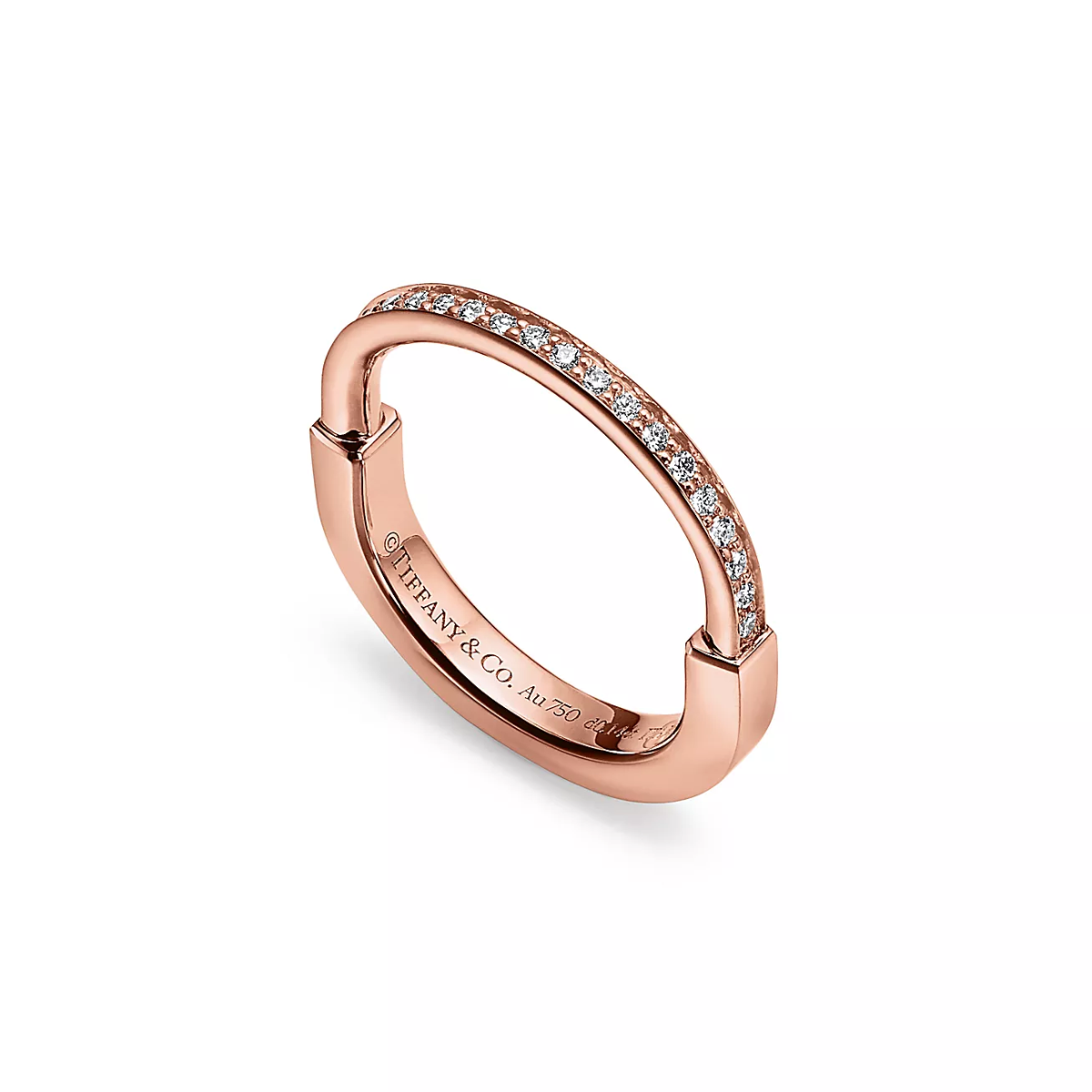 Anel Lock Cadeado Brilhante - Ouro Rose