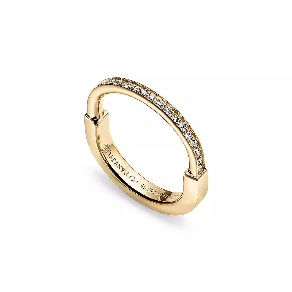 Anel Lock Cadeado Brilhante - Ouro 18K
