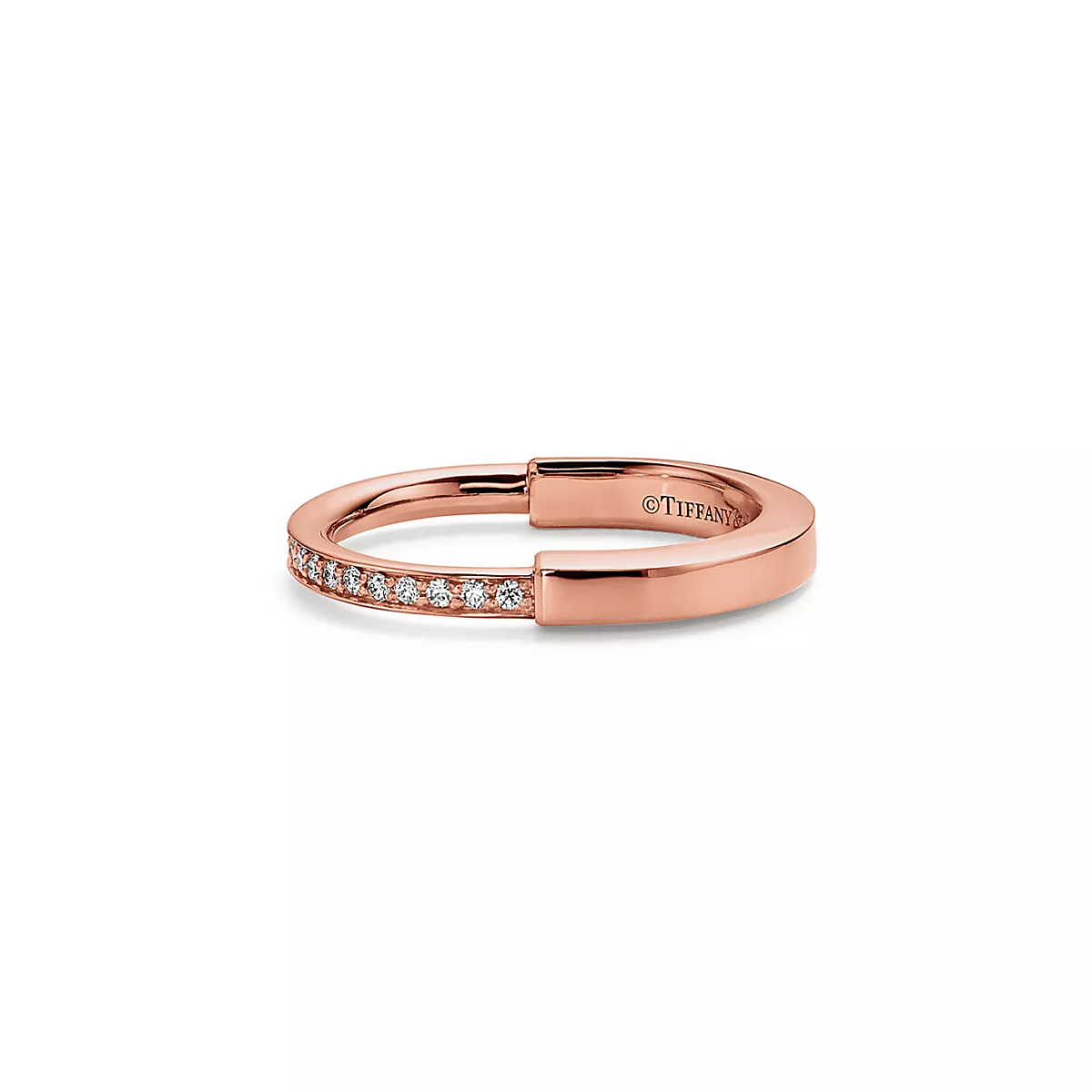 Anel Lock Cadeado Brilhante - Ouro Rose