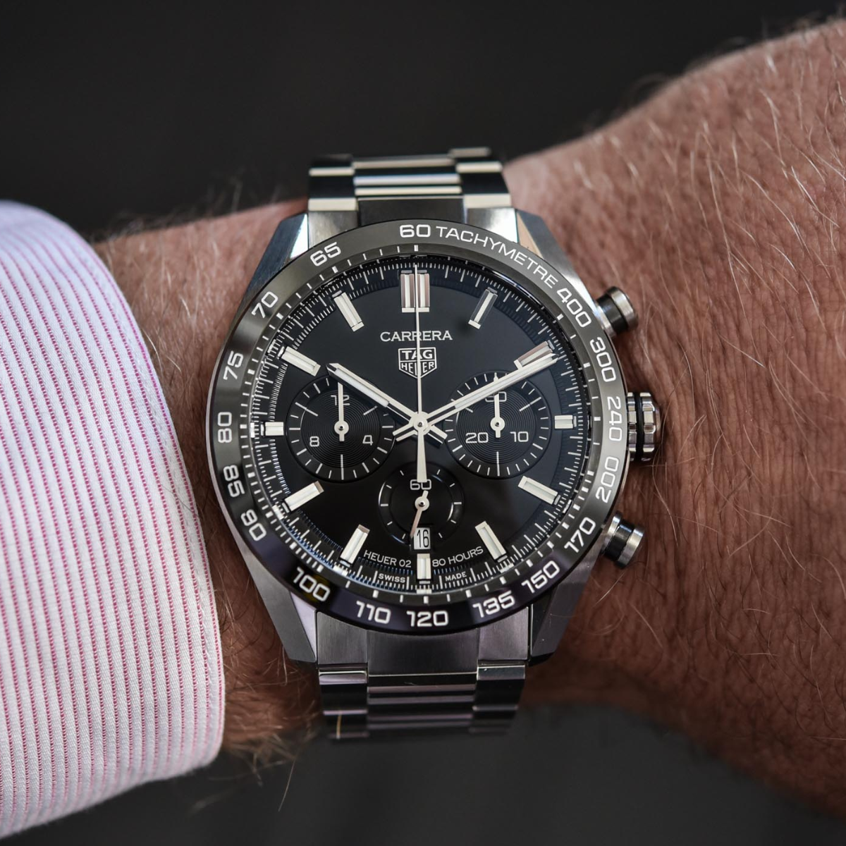 Relógio T.H Carrera Chronograph Fundo Preto Tachymetre