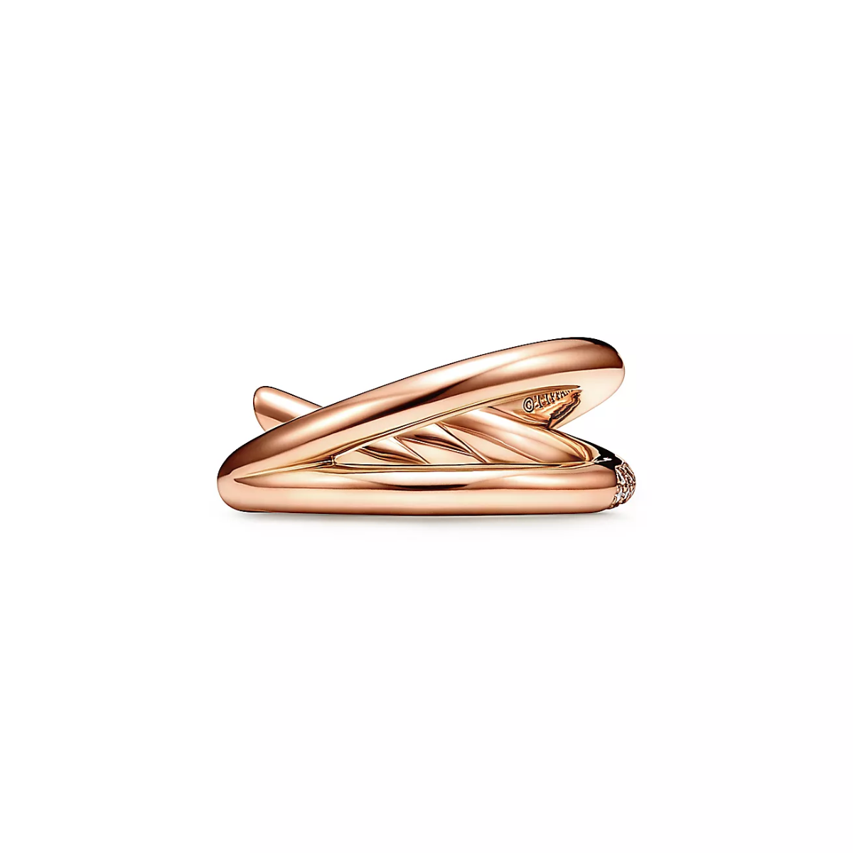 Anel Knot Nó Entrelaçado Cravejado - Ouro Rose