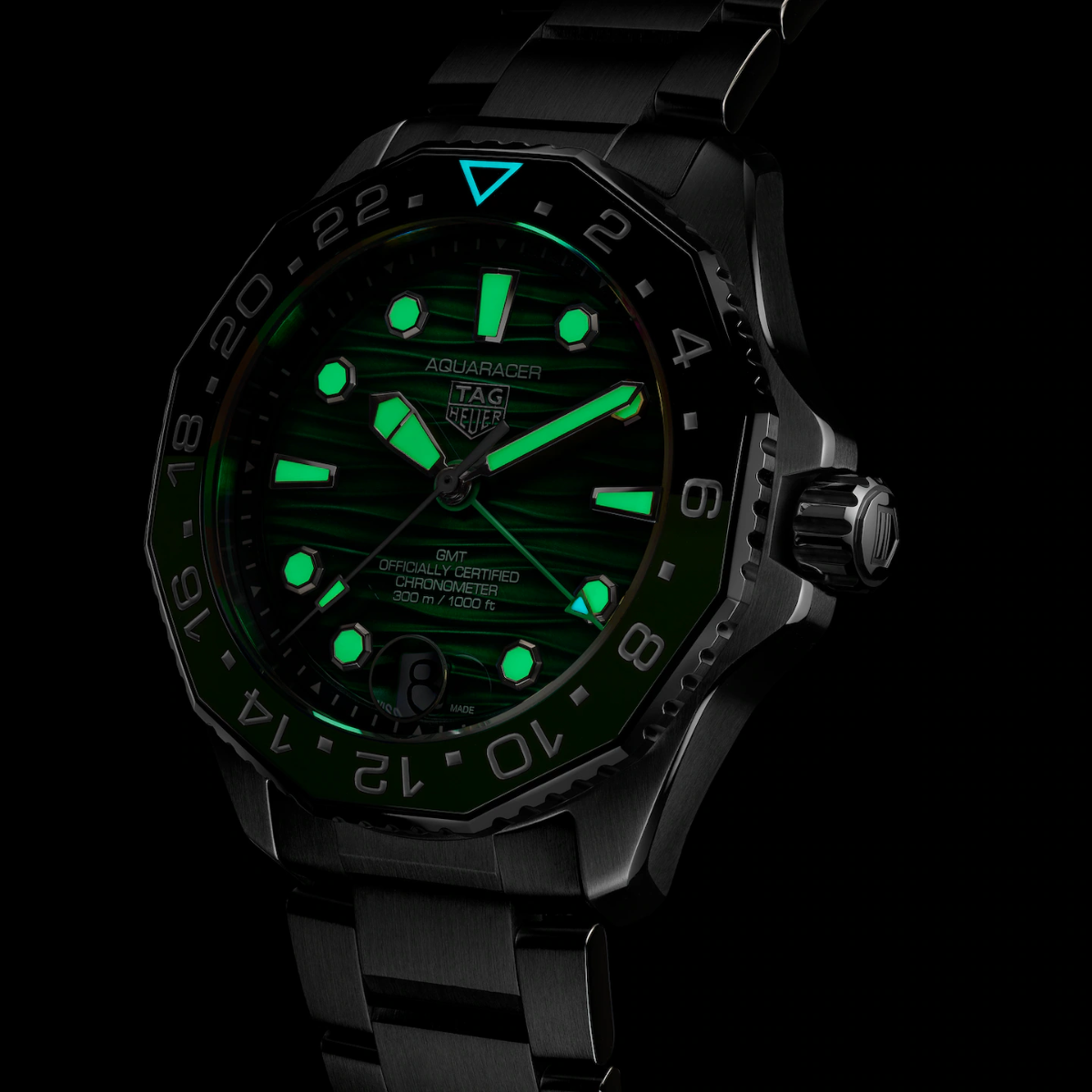 Relógio T.h Aquaracer Verde Professional 300 Date GMT