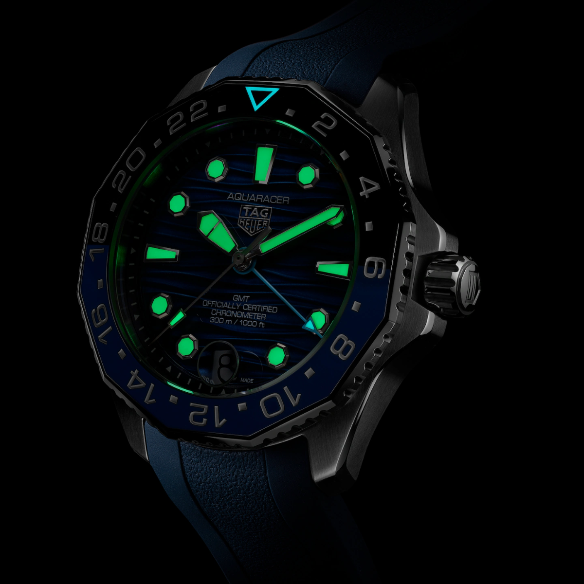 Relógio T.h Aquaracer Azul Professional 300 Date GMT