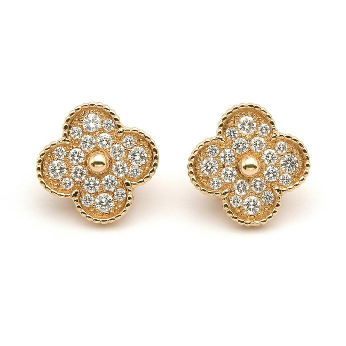Brinco Pingente Vintage Trevo Snowflake - Ouro 18K