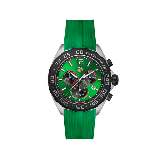 Relógio T.H Formula 1 Tachymetre Fundo Verde - Pulseira Borracha