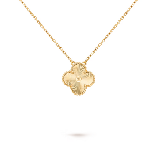 Colar Vintage Alhambra Pingente Único Trevo Brilhante - Ouro 18K