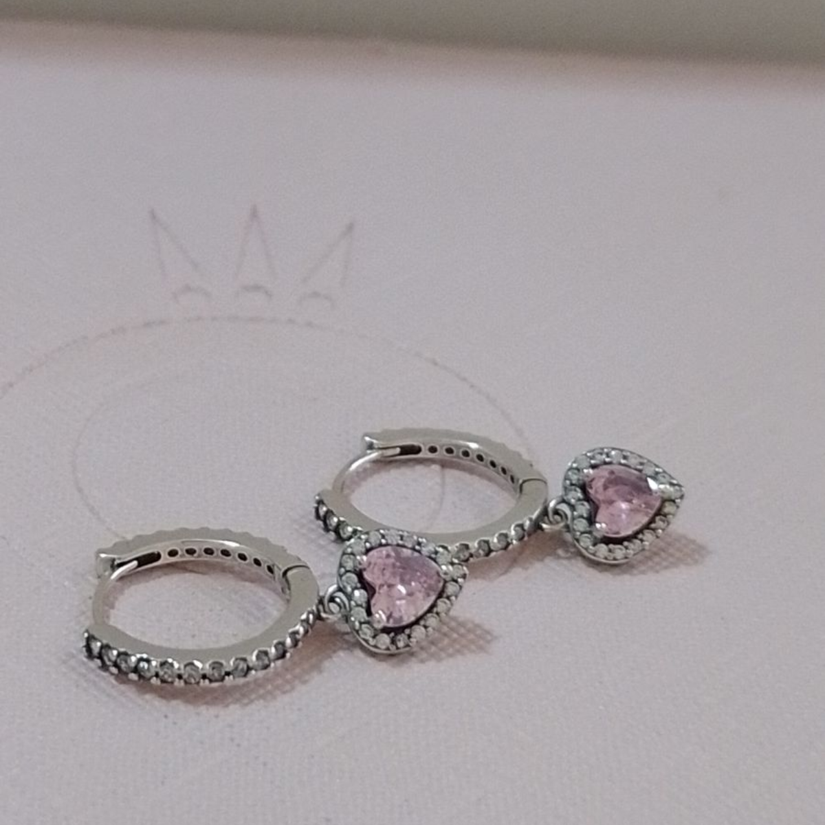 Brinco Coração Halo Rosa - Prata 925
