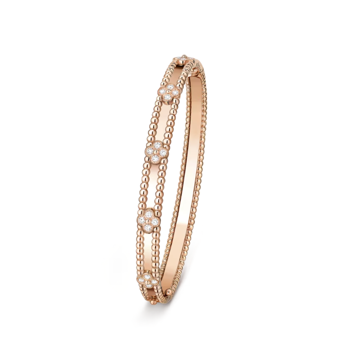 Bracelete Alhambra Trevos Sweet Perlee Clovers - Ouro Rose