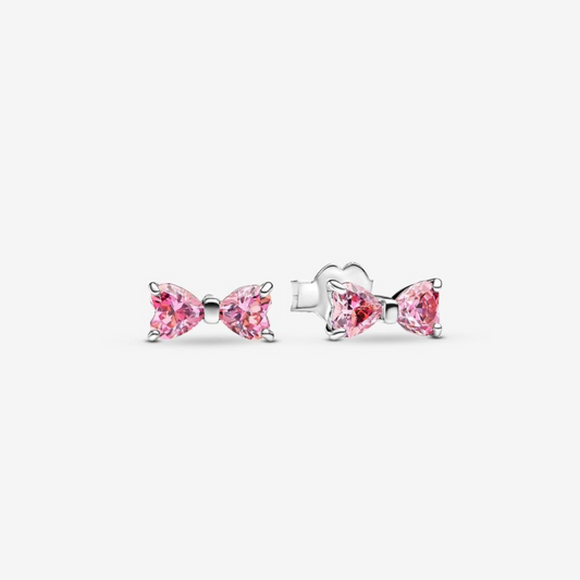 Brinco Laço Rosa - Prata 925