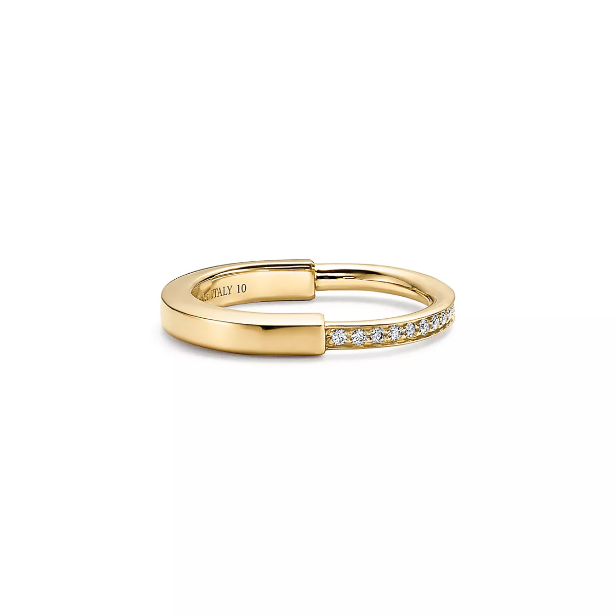 Anel Lock Cadeado Brilhante - Ouro 18K