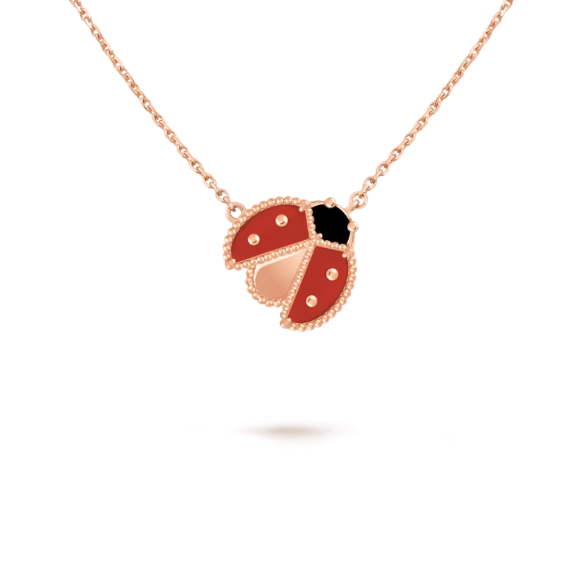 Colar Lucky Spring Joaninha com Asas abertas - Ouro Rose
