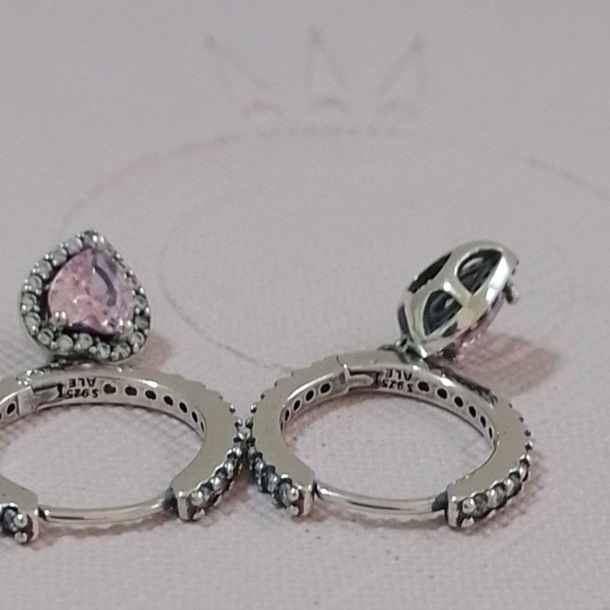 Brinco Coração Halo Rosa - Prata 925