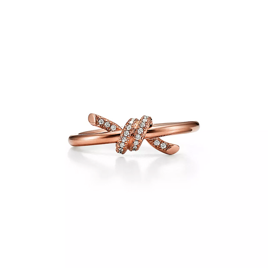 Anel Knot Nó Cravejado - Ouro Rose