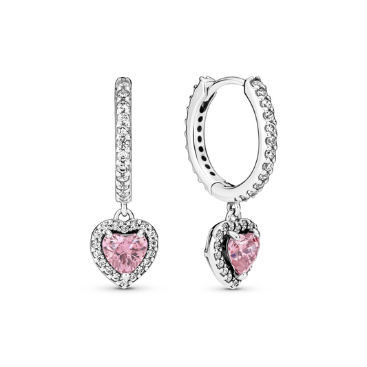 Brinco Coração Halo Rosa - Prata 925