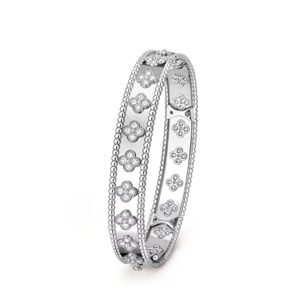 Bracelete Alhambra Trevos Perlee Clovers - Prata 925