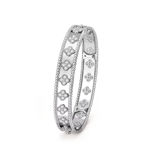 Bracelete Alhambra Trevos Perlee Clovers - Prata 925