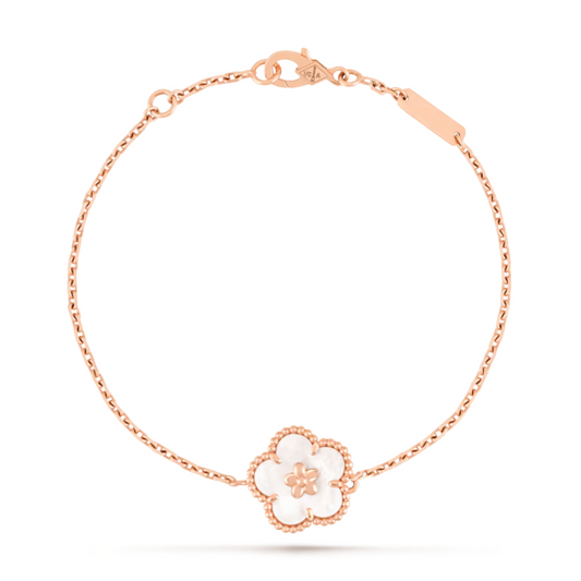 Pulseira VCA Lucky Spring Joaninha com Asas Fechadas - Ouro Rose