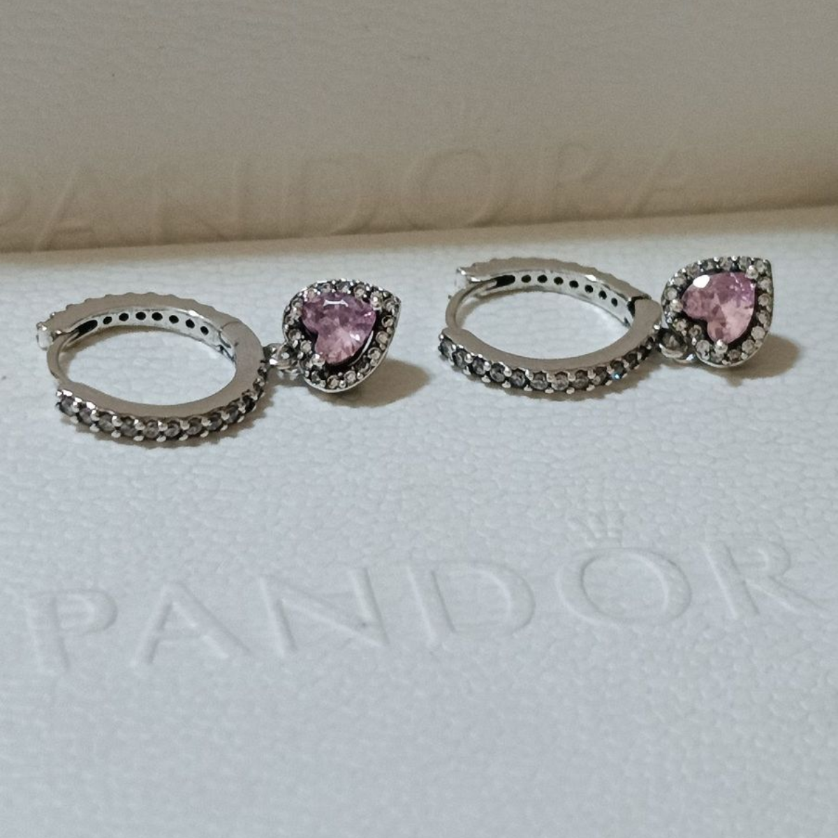Brinco Coração Halo Rosa - Prata 925