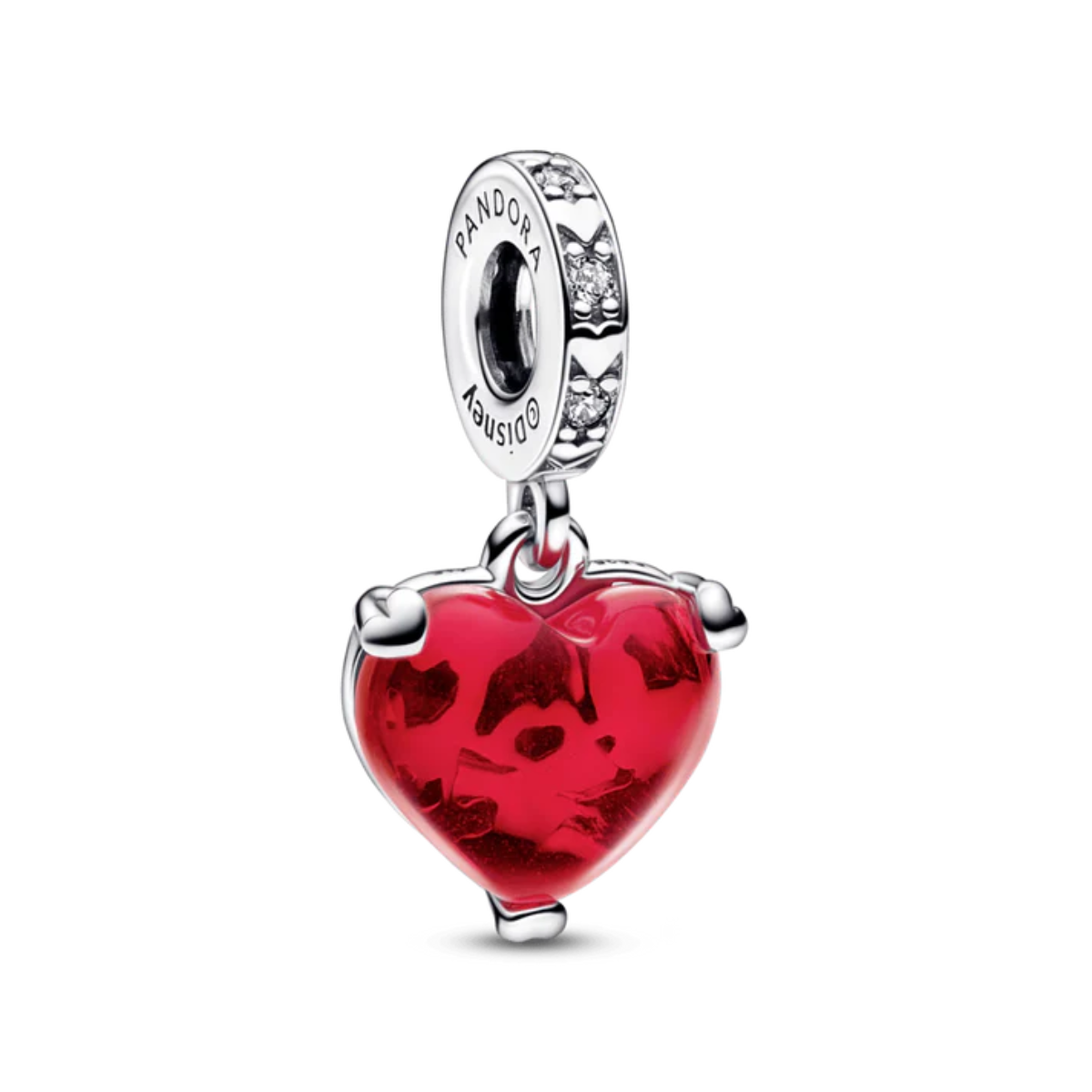 Berloque Beijo Mickey e Minnie e Coração Vermelho