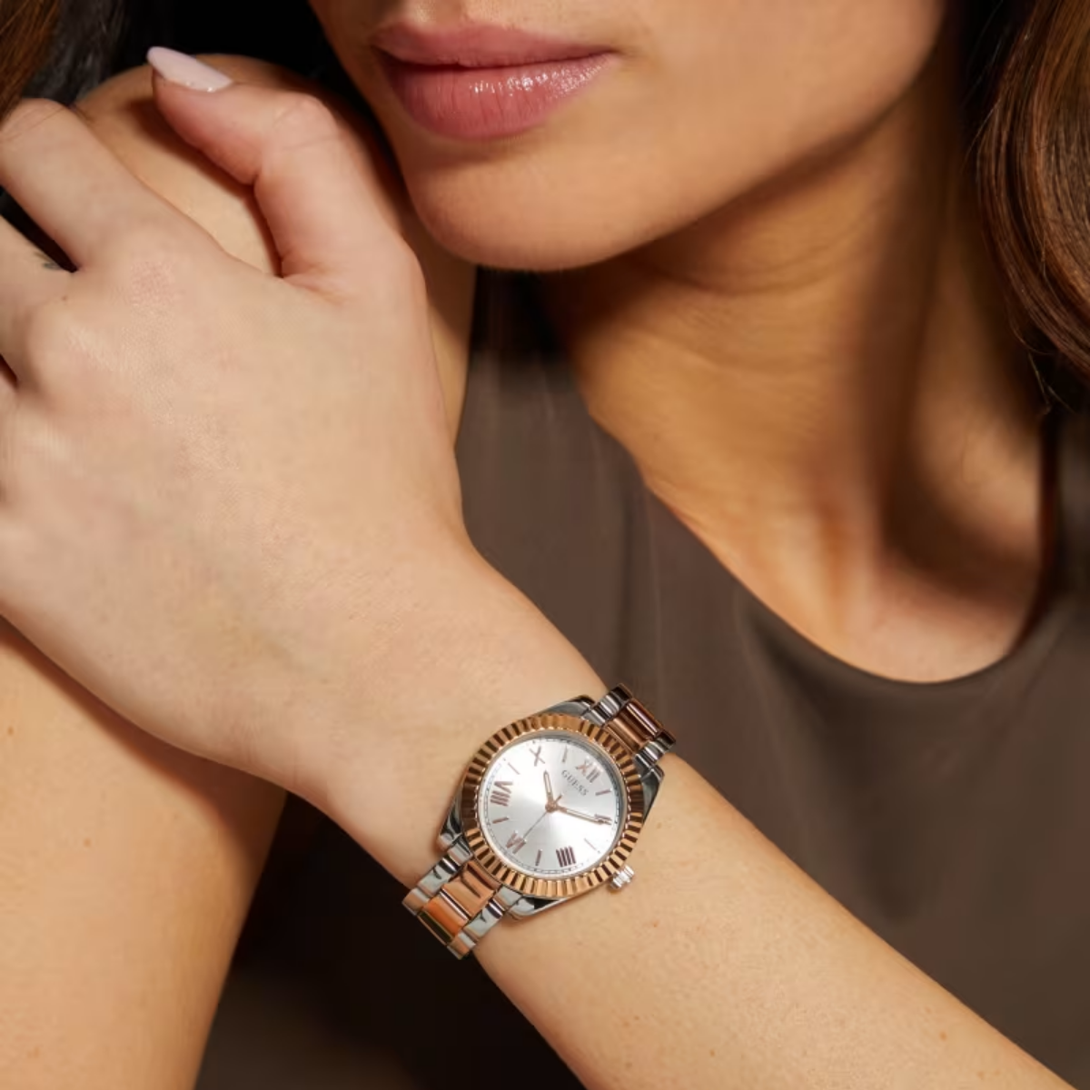 Relógio Mini Luna Detalhes Rose - Prata 925