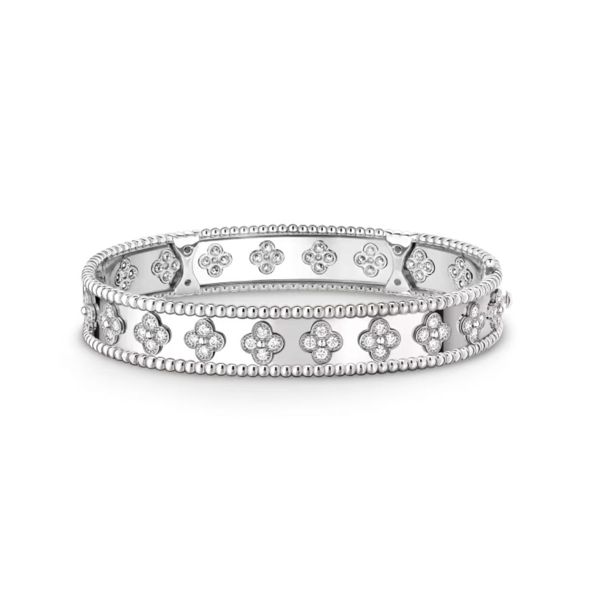 Bracelete Alhambra Trevos Perlee Clovers - Prata 925