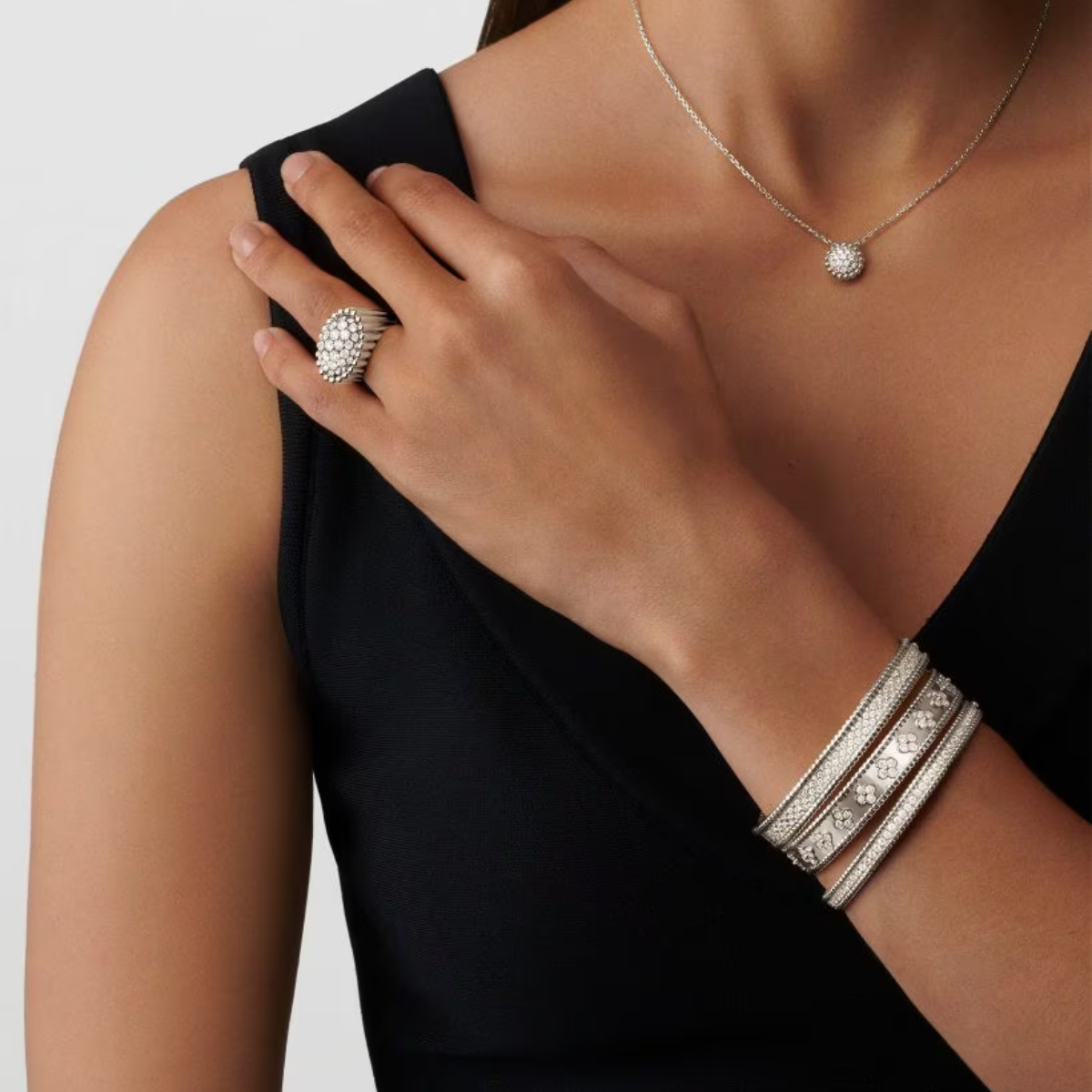 Bracelete Alhambra Trevos Perlee Clovers - Prata 925