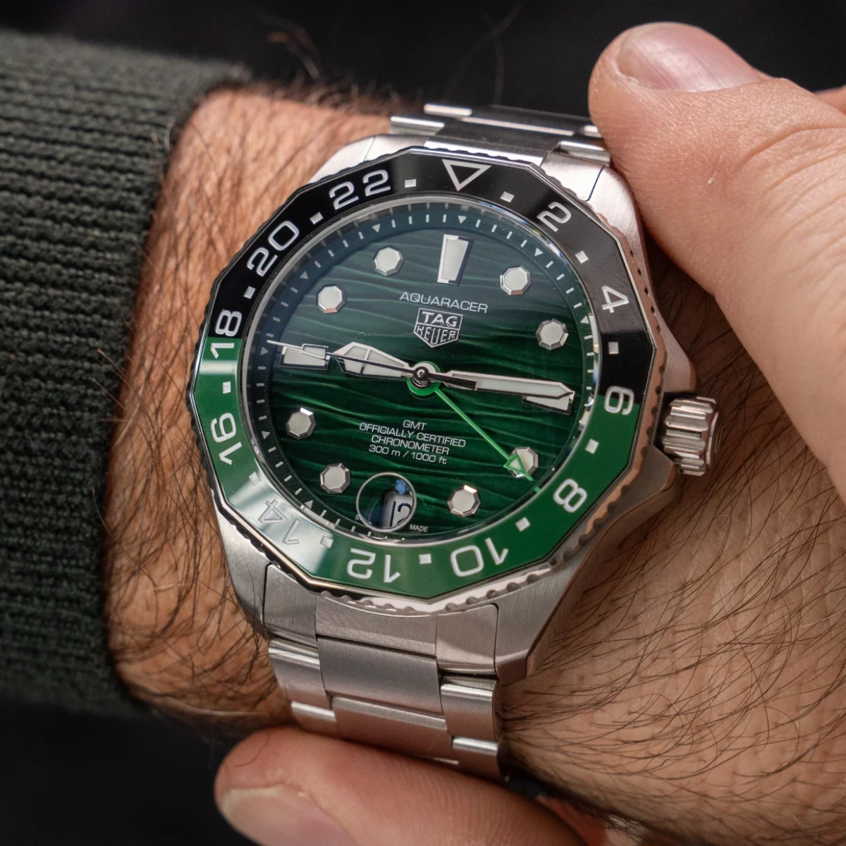 Relógio T.h Aquaracer Verde Professional 300 Date GMT