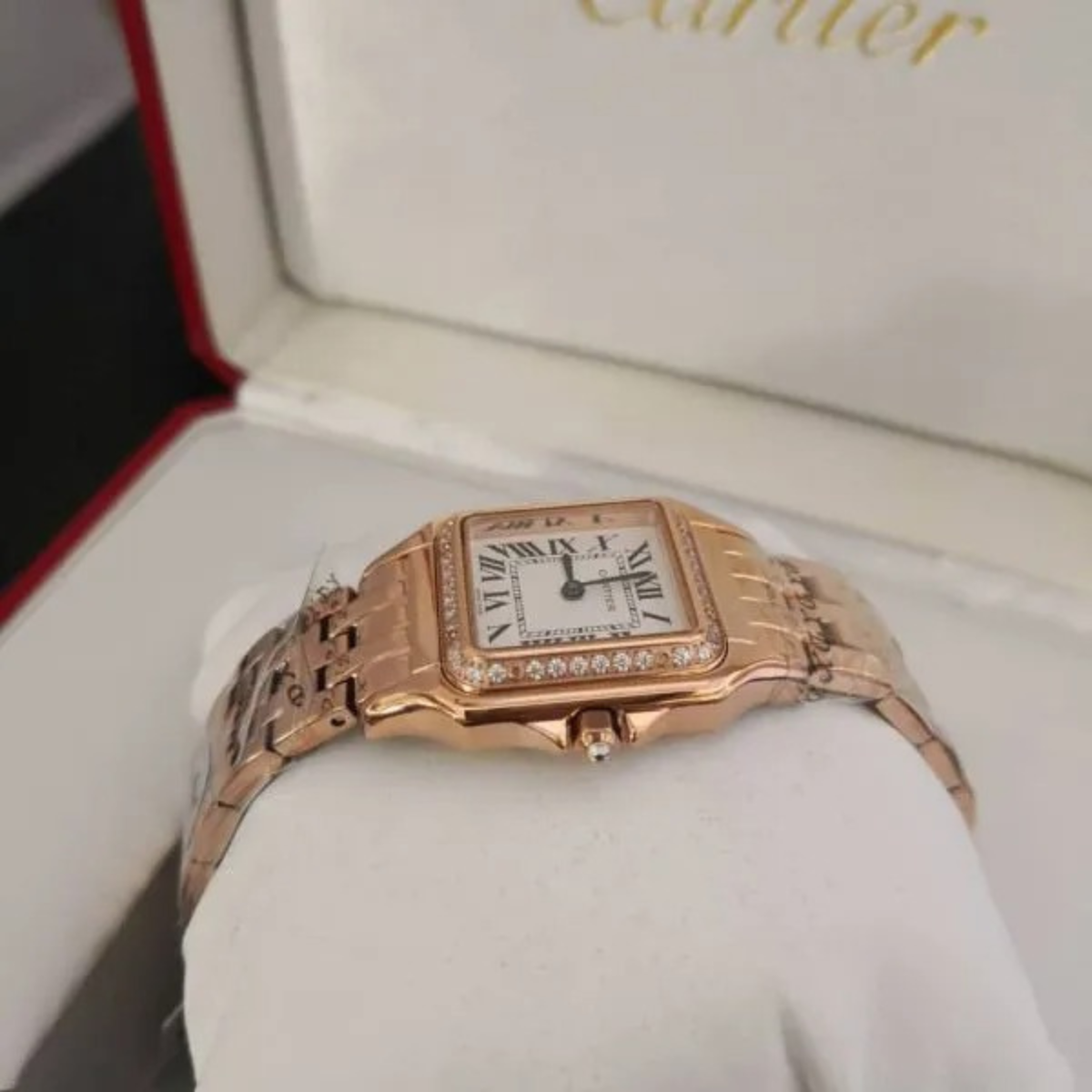 Relógio Panthere Cravejado Modelo Pequeno Rose