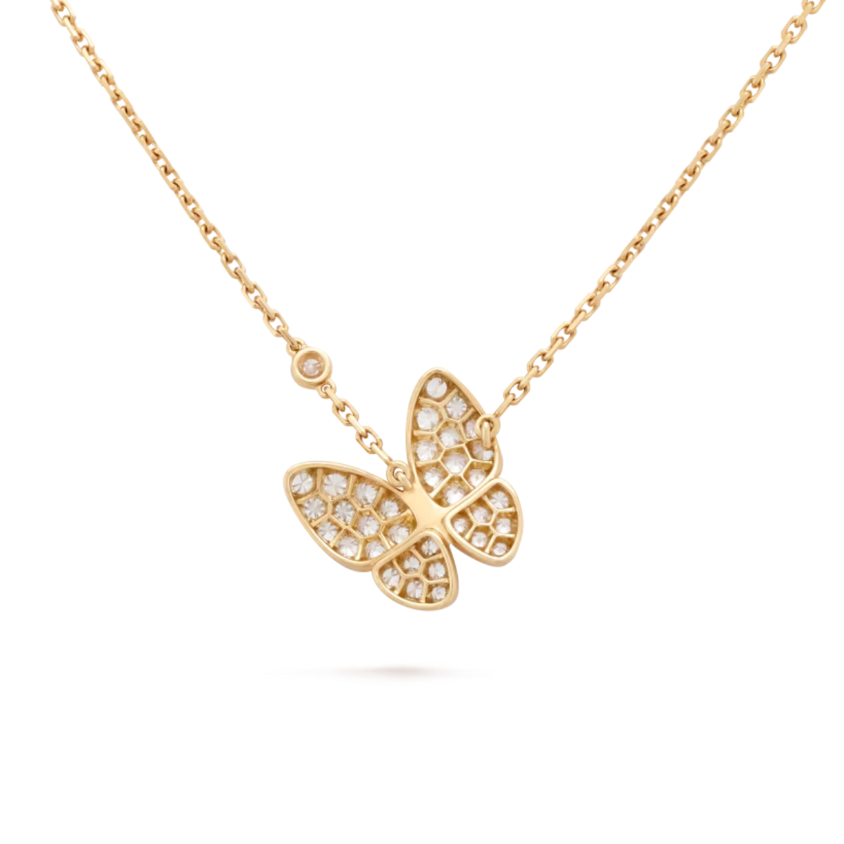 Colar Two Butterfly Pavé Brilhante - Ouro 18K