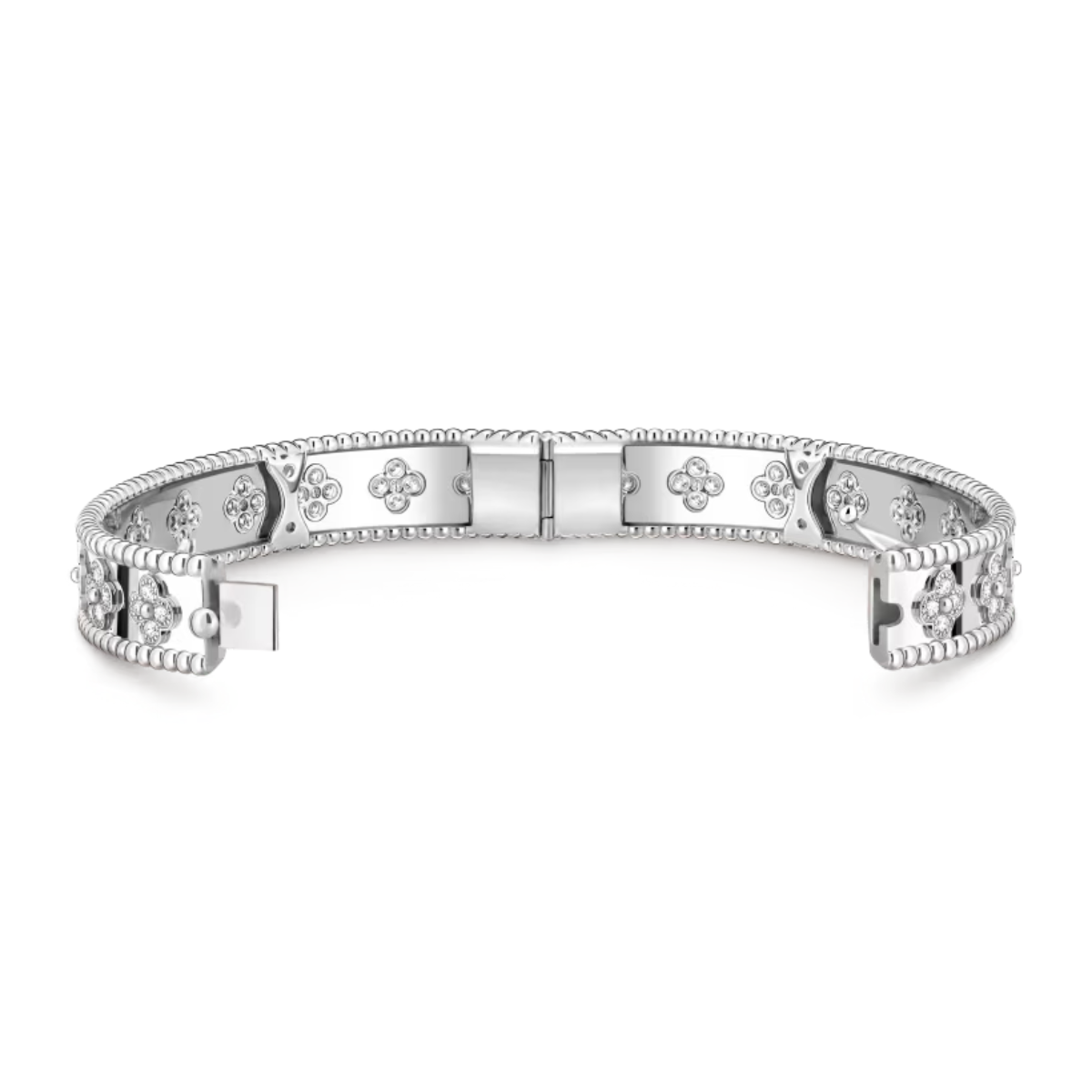 Bracelete Alhambra Trevos Perlee Clovers - Prata 925
