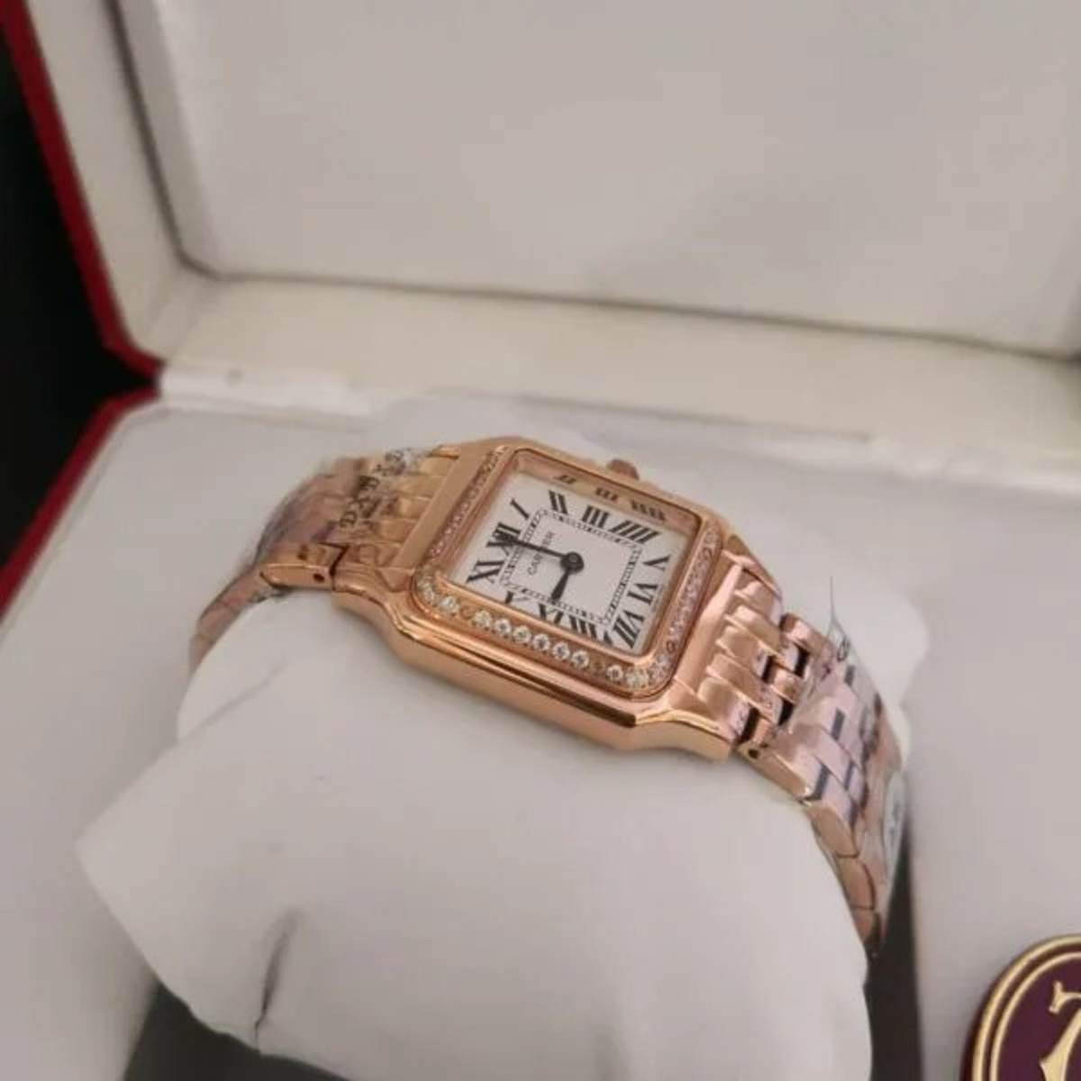 Relógio Panthere Cravejado Modelo Pequeno Rose