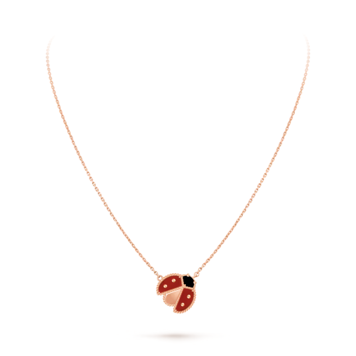 Colar Lucky Spring Joaninha com Asas abertas - Ouro Rose