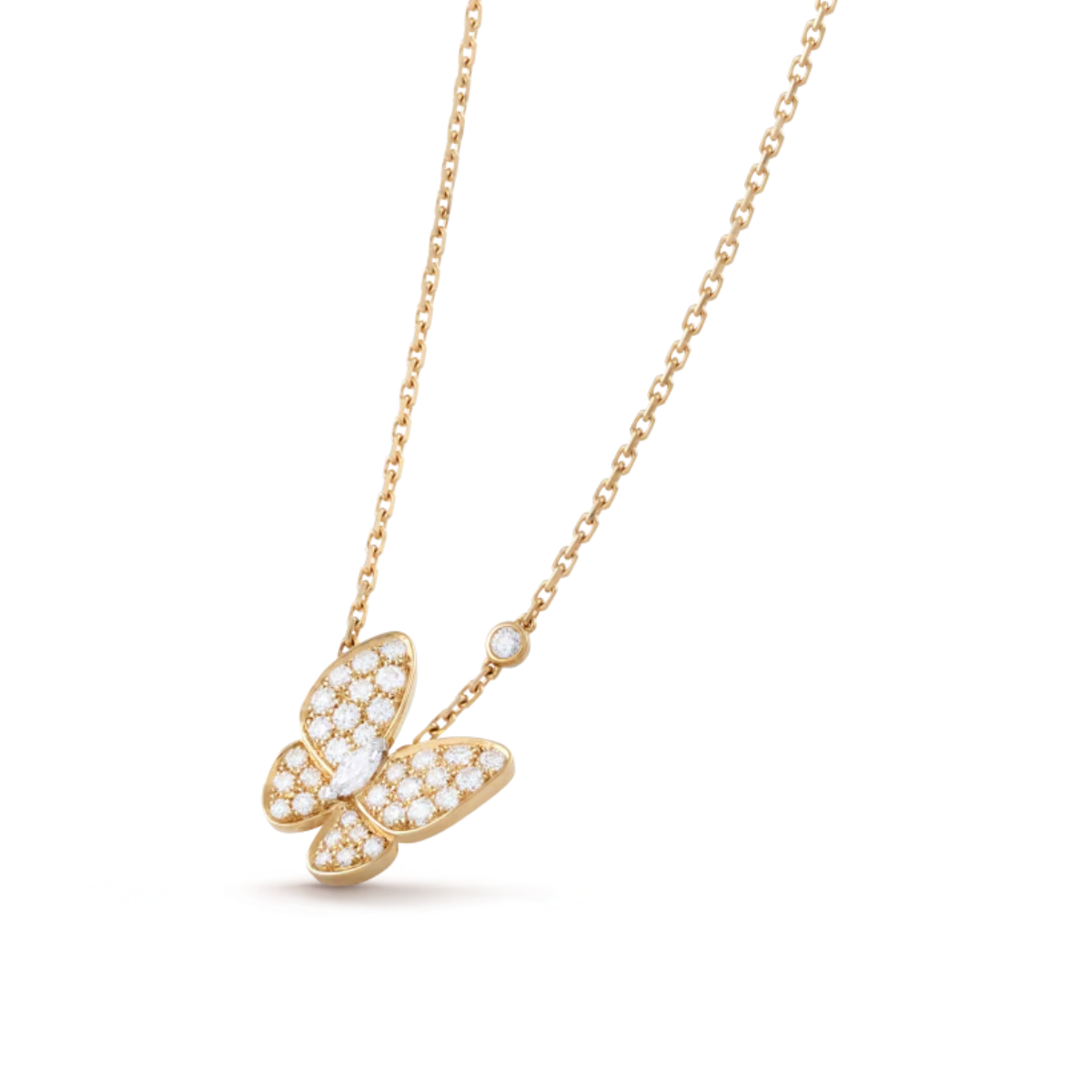 Colar Two Butterfly Pavé Brilhante - Ouro 18K