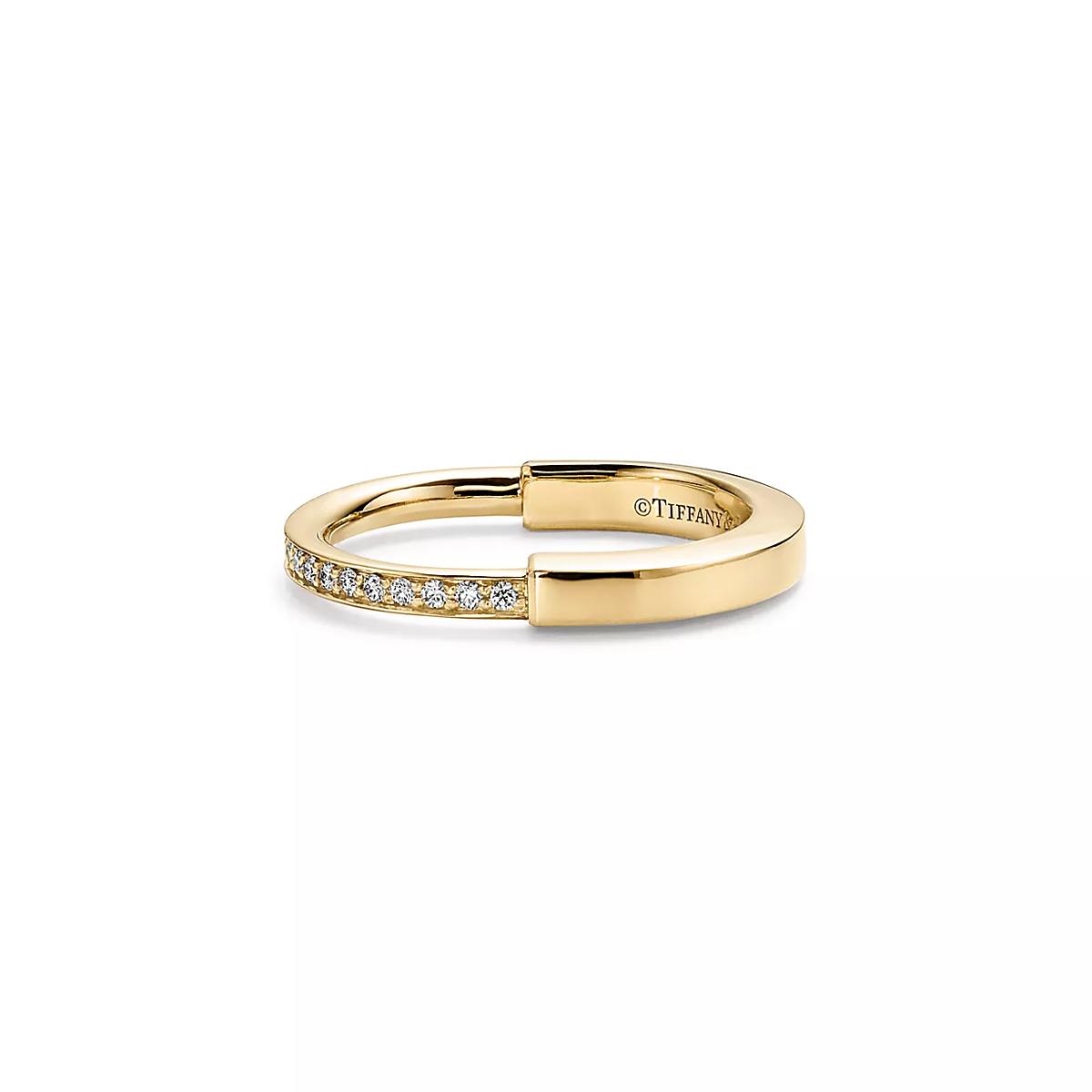 Anel Lock Cadeado Brilhante - Ouro 18K