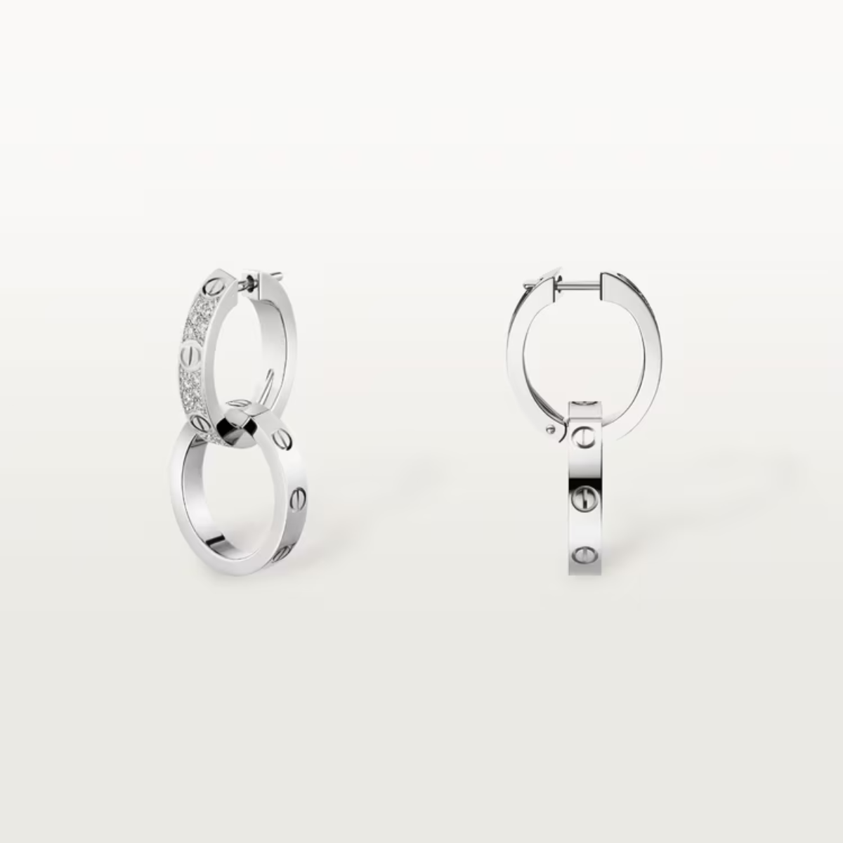 Brinco love argola duplo cravejado - Prata 925