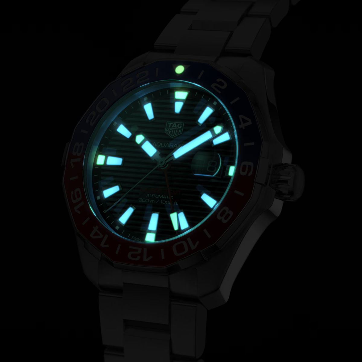 Relógio T.H Aquaracer Azul e Vermelho Calibre 7 GMT "Pepsi"