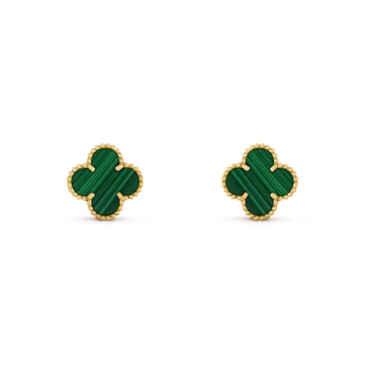 Brinco Pingente Vintage Alhambra Trevo Verde - Ouro 18K