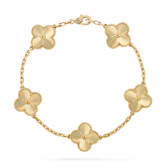 Pulseira Alhambra 5 Trevos Brilhantes - Ouro 18K
